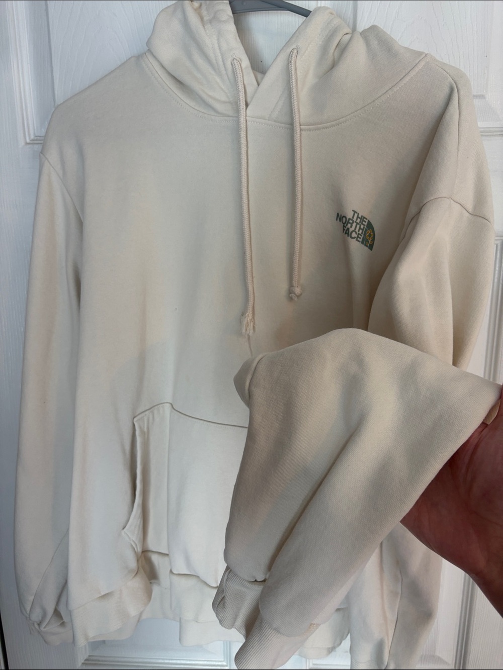 The North Face Cream Hoodie with Small Logo